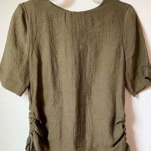 H&M Tops | Olive Green Ruched Blouse